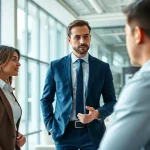 Interaktion mit Headhunter Schweiz in modernem Büro, das Vertrauen und Professionalität ausstrahlt.