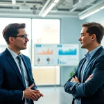 Headhunter IT berät einen Kandidaten in einem modernen Büro für eine erfolgreiche Zusammenarbeit.