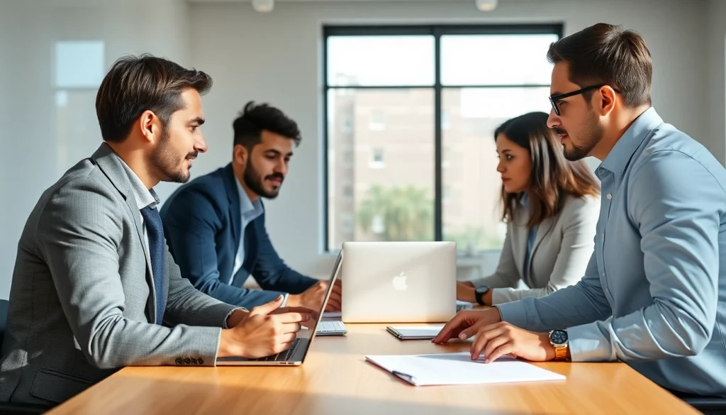 Headhunter IT berät Kunden in modernem Büro mit engagierten Fachleuten.