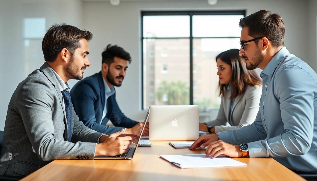 Headhunter IT berät Kunden in modernem Büro mit engagierten Fachleuten.
