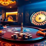 Experience thrilling gameplay at link qq88's upscale casino setting with poker chips, cards, and roulette.