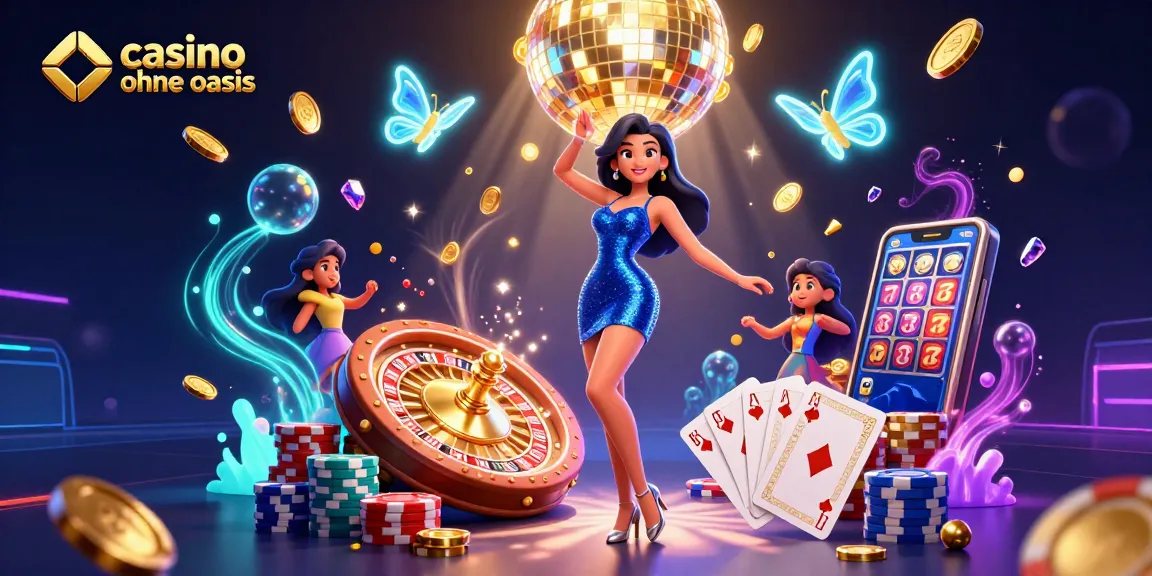 Cascading golden treasures create a vibrant casino atmosphere in this vibrant scene highlighting casino ohne oasis.